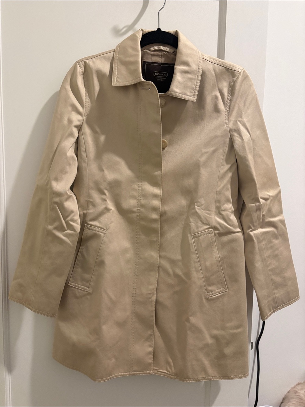 Vintage Coach Beige Cotton Car Coat